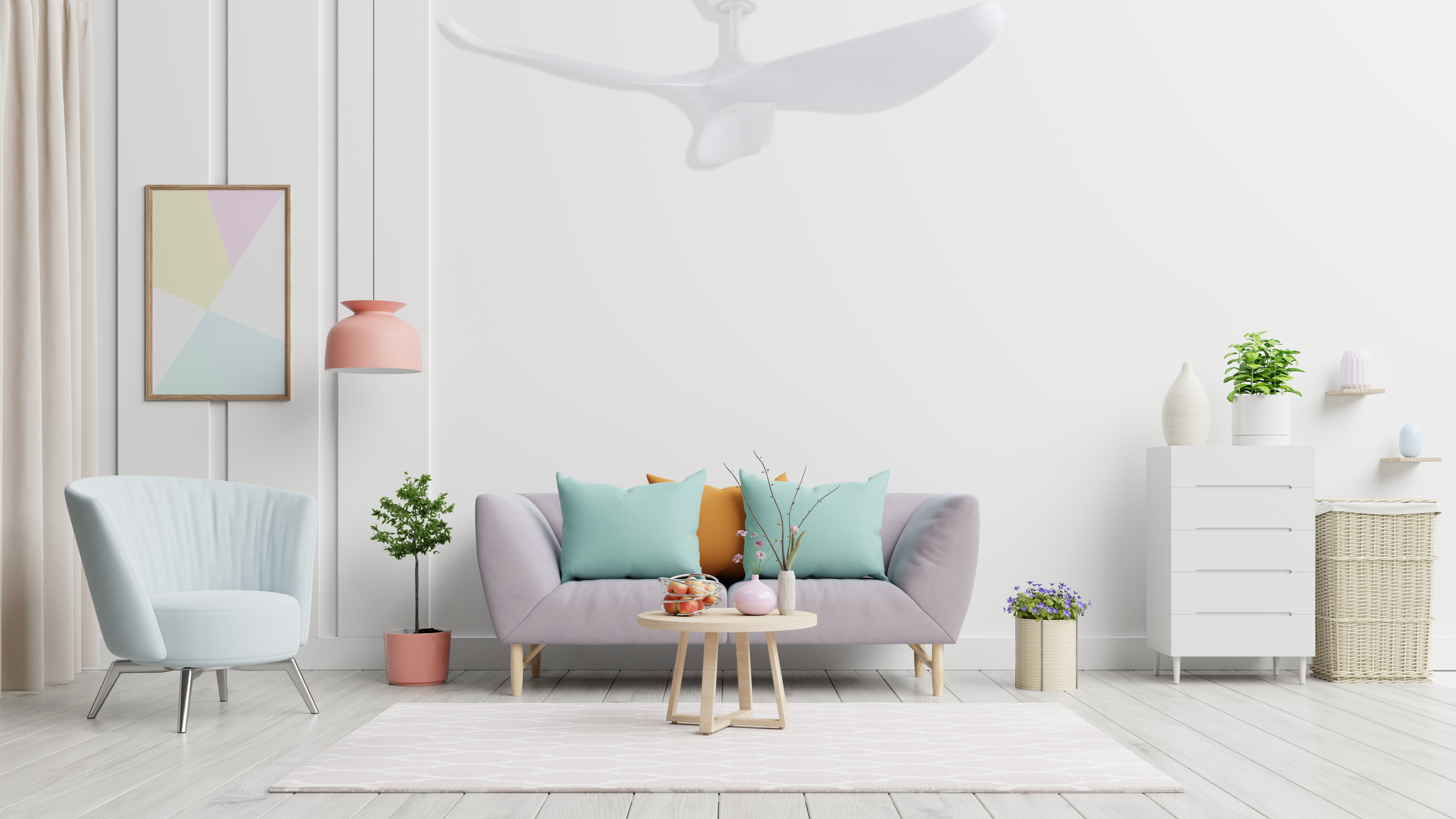 HURACAN bright-cozy-modern-living-room-interior-have-sofa-lamp-with-white-wall